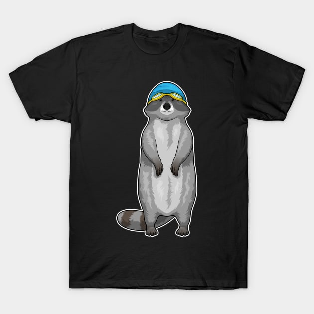 Racoon Swimming Swimming cap T-Shirt by Markus Schnabel